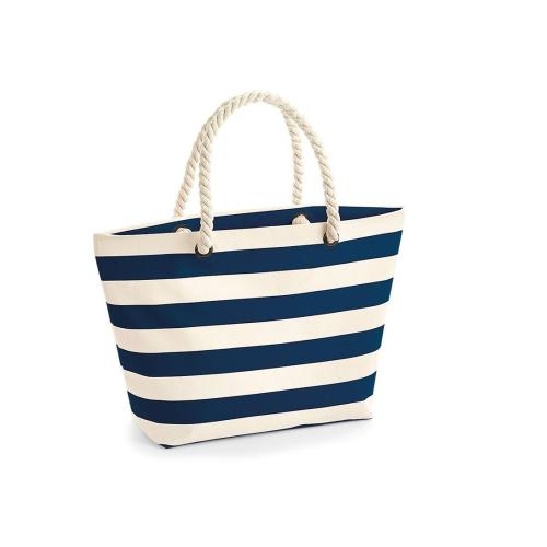 Canvas strandtas met streepdessin naturel/navy,one size Canvas strandtas met streepdessin naturel/navy,one size