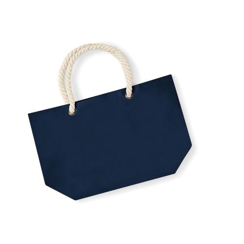 Canvas strandtas met streepdessin french navy,one size