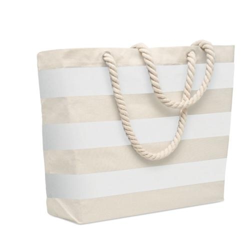 Katoenen strandtas Heaven stripe wit