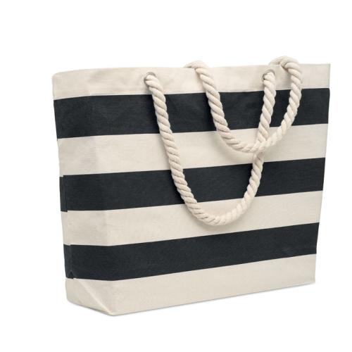 Katoenen strandtas Heaven stripe zwart