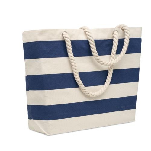 Katoenen strandtas Heaven stripe blauw
