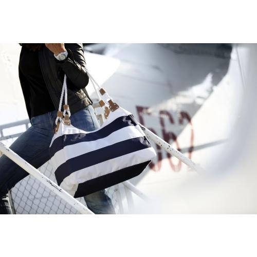 Strandtas blauw/wit