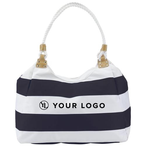 Strandtas blauw/wit