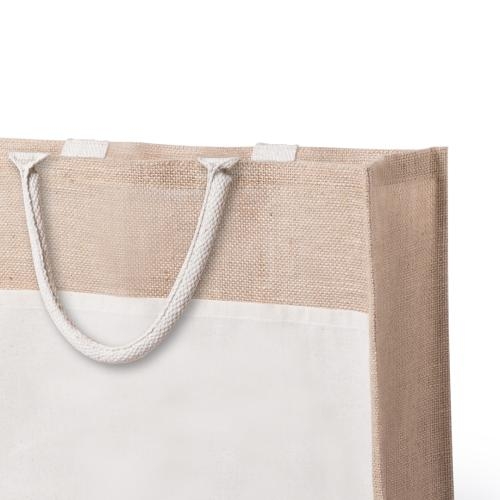 Jute tas met katoenen vak naturel