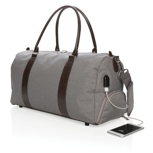 Weekendtas met USB oplaadpunt zwart