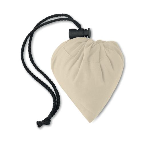 Opvouwbare katoenen tas korte hengsels beige