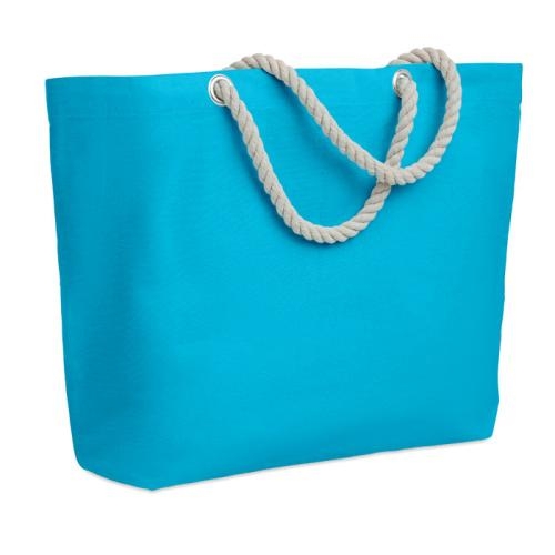 Strandtas met touw handvatten Menorca turquoise