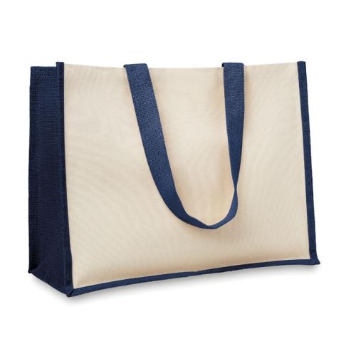 Jute Canvas boodschappentas Campo de fiori blauw Jute Canvas boodschappentas Campo de fiori blauw