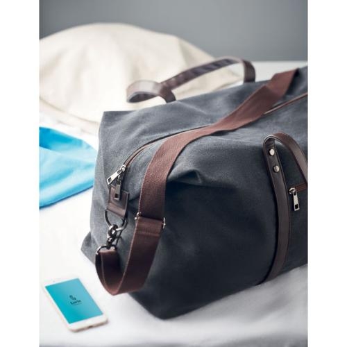 Luxe canvas weekendtas Zurich zwart