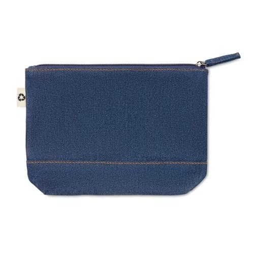 Gerecycled denim toilettasje Style pouch blauw