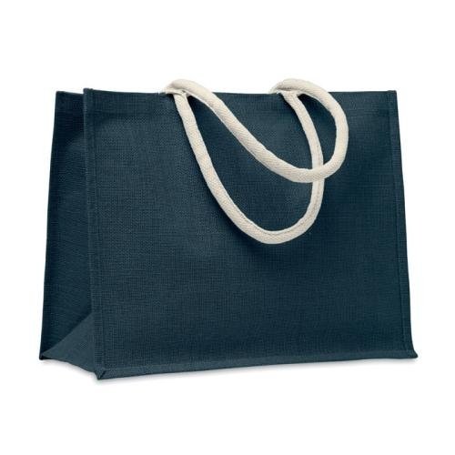 Jute tas met katoenen hengsels Aura blauw