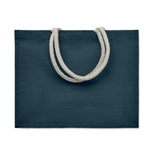 Jute tas met katoenen hengsels Aura turquoise