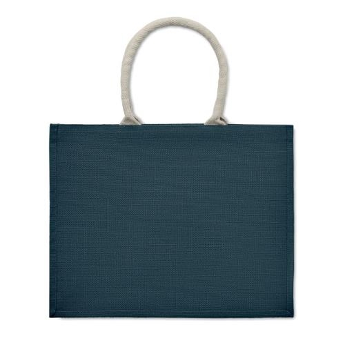 Jute tas met katoenen hengsels Aura turquoise