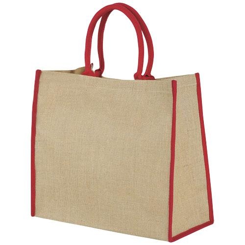 Harry jute draagtas met gekleurde accenten rood Harry jute draagtas met gekleurde accenten rood