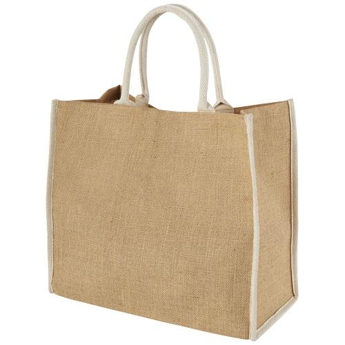 Harry jute draagtas met gekleurde accenten naturel/wit