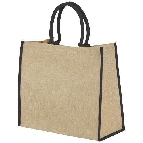 Harry jute draagtas met gekleurde accenten naturel/zwart