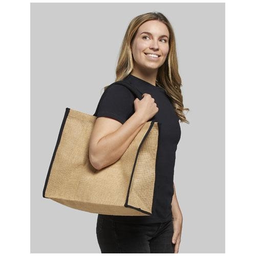 Harry jute draagtas met gekleurde accenten naturel/zwart