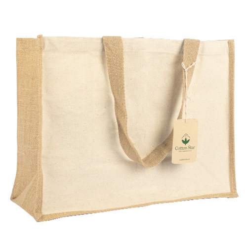Jute shopper organisch katoen blauw