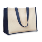 Jute Canvas boodschappentas Campo de fiori blauw