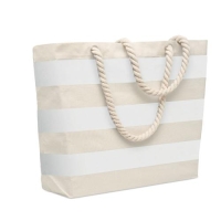 Katoenen strandtas Heaven stripe wit