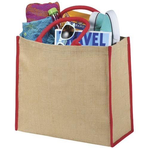 Harry jute draagtas met gekleurde accenten rood